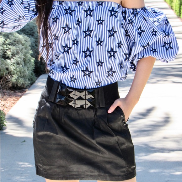 Studded Black Leather Skirt - Picture 2 of 8